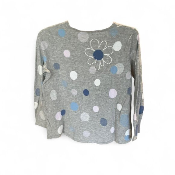J.Jill Womens Sweater Gray Lightweight Embroidered Flowers Long Sleeve Top - Picture 3 of 3